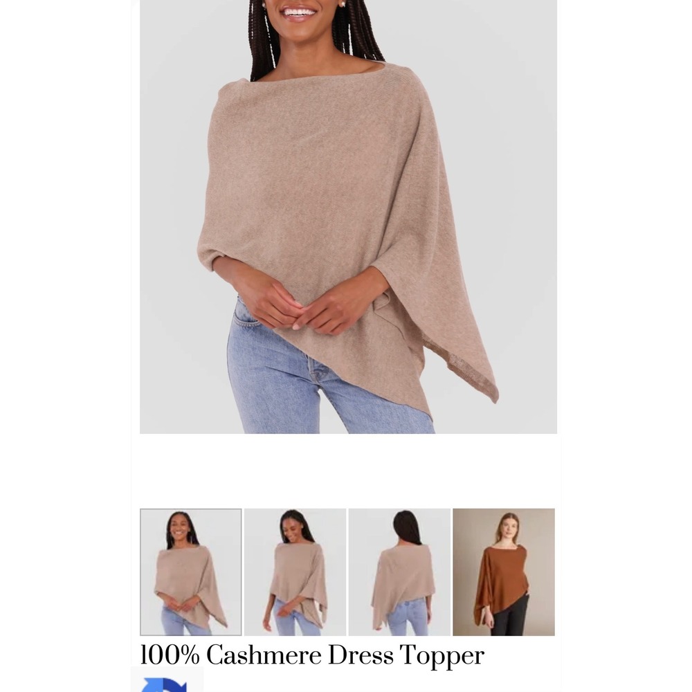 Claudia Nichole 100% Cashmere Dress Topper Poncho Wrap Scarf Oatmeal Beige